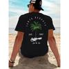 T-shirt Casual Mode d'Été pour Homme 100% Coton Pur Coupe Ample Imprimé Cocotier Plage Californie Manches Courtes Sport
