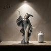 High-end Photography Prop Mysterious Black Cloak Witch Queen Resin Statue, Gothic Elegant Female Stylized Sculpture Figurine, Dark Art for Entryway