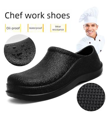 Chef Work Shoes Four Seasonal Men's Anti Slip Waterproof Oil Resistant Soft Soled Chef Shoes Casual Lightweight Leather Shoes
