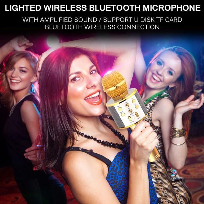 

Wireless Karaoke Microphone, Portable Bluetooth Karaoke Microphone with LED Disco Light for Children/Adults Singing, Compatible with A