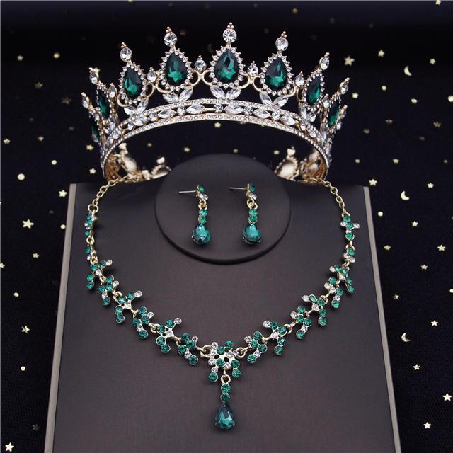 

Наборы свадебных украшений с цветами в стиле барокко и кристаллами для женщин, модные диадемы с короной, серьги и ожерелье, комплект невесты, выпускного вечера, Дубай, комплекты ювелирных изделий