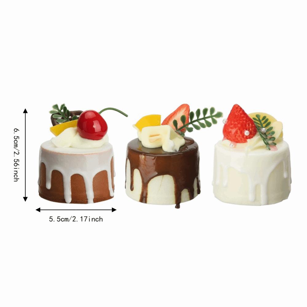 6 Pcs Plastic Artificial Cake Model 2.56x2.17in Fake Cake Model Faux Food Model Bakery Display