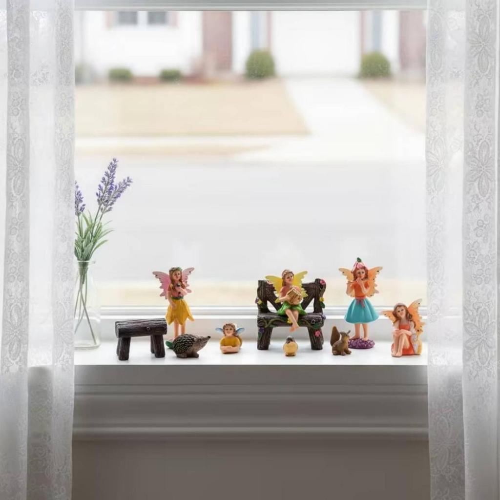 Fairy Garden Figurines Set HandPainted Miniature Bright Colors Desktop