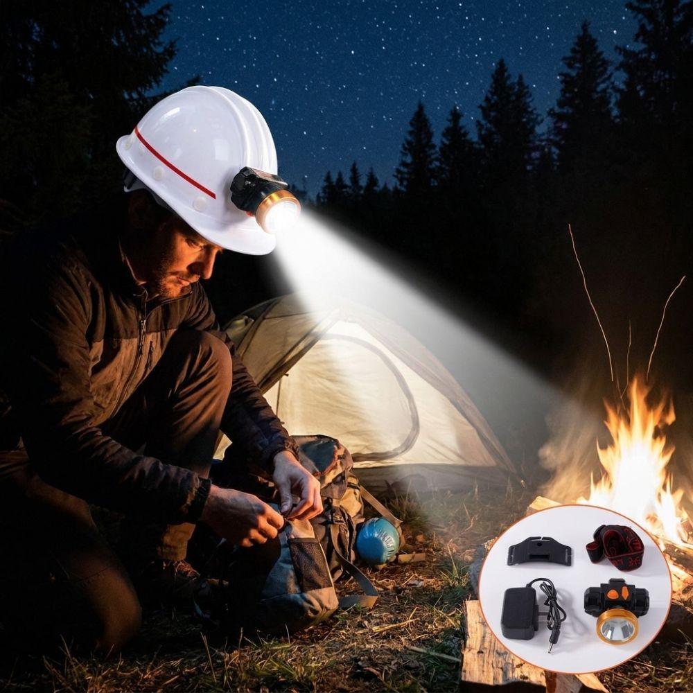 Rechargeable LED Mining Headlamp Long Runtime Hard Hat Clip Mining Lamp Cycling