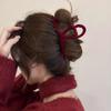 French Red Velvet Hair Clips Cute Hair Claw Clip Fashion Ponytail Barrettes Clip  Daily Life