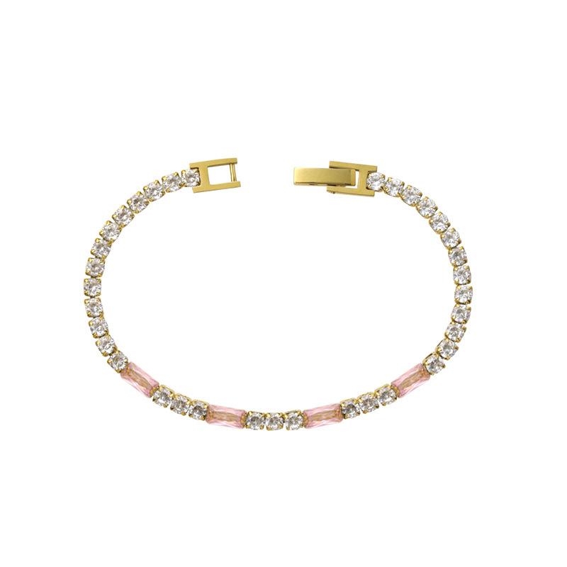 Full Diamond Stainless Steel Zircon Bracelet Women'S Fashion High-End Sense H-Shaped Buckle Plated 18K Gold Titanium Steel Bracelet