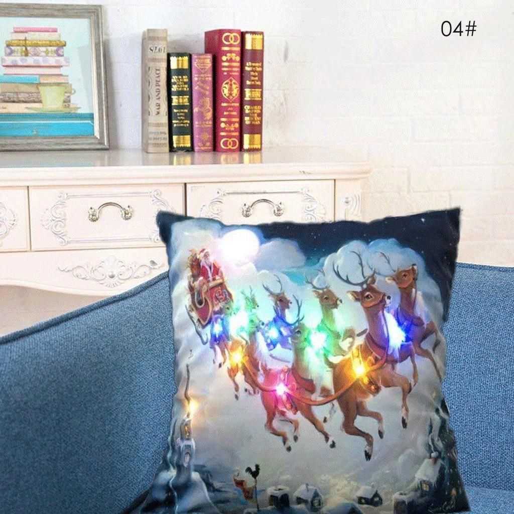

Led Cotton Vintage Linen Pillow Case Sofa Waist Throw Cushion Cover Decor Xmas Reindeer