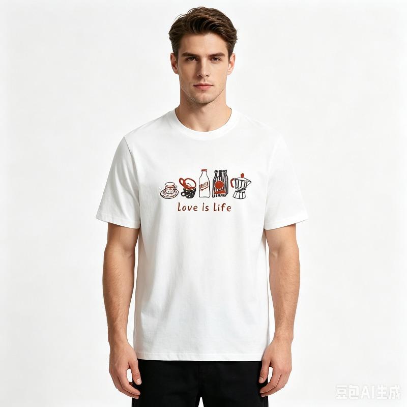 Unisexs Love Is Life Coffee Graphic Tshirt Vintage Print Top In Black And White
