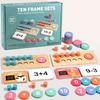 2 Base Plates with 20 Small Cylinders, 27 Number Discs, 90 Operation Cards, 1 Cloth Bag Manual, Wooden Ten Grid Addition and Subtraction Counter