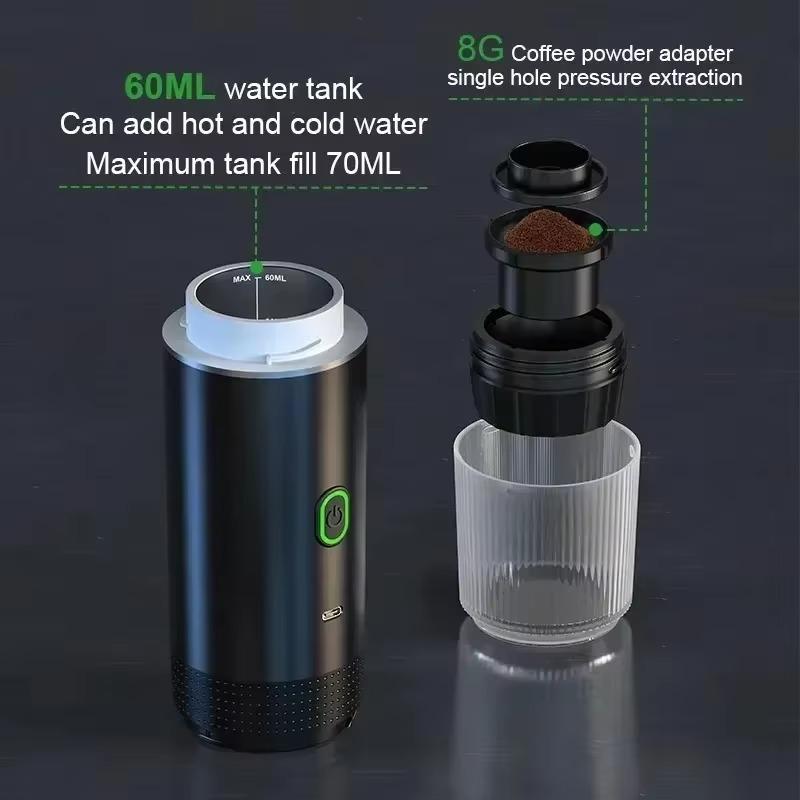 NEW Portable Coffee Machine 3-in-1 Wireless Electric Espresso Coffee Maker for Capsule Coffee Powder Travel Camping Coffee Maker