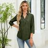 3/4 Length Sleeve Womens Tops V Neck Shirts Trendy Printed Business Casual Work Blouses
