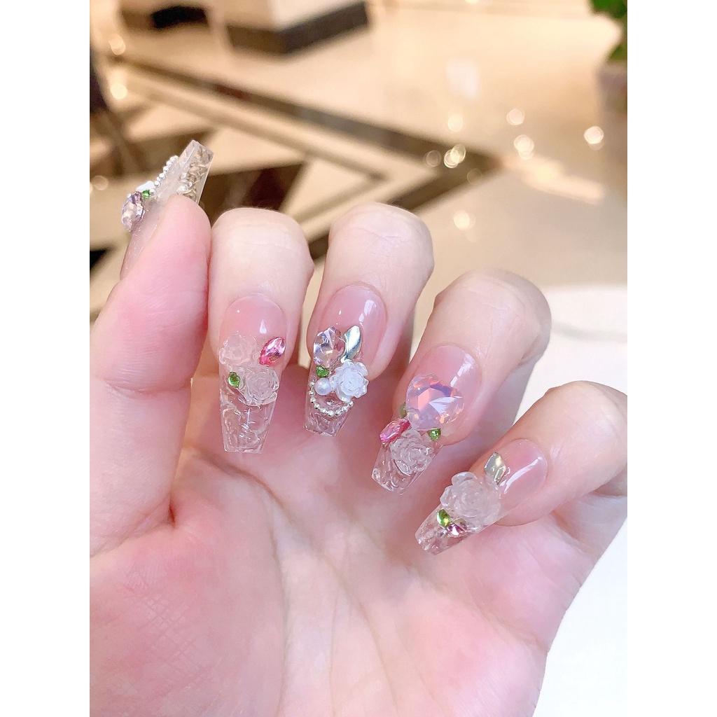 Stylish Ice Transparent Rose Nail Stickers For Women Long-lasting And Eye-catching