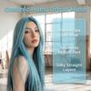 Harajuku Sea Salt Blue Wig 28inch Lolita Cosplay Wig Fake Hair Long Straight Synthetic Wig  JK Girl