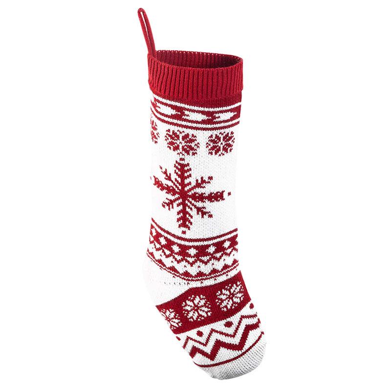 2026 Large Knit Christmas Stocking with Snowman Design - Candy and Snack Bag Ornament