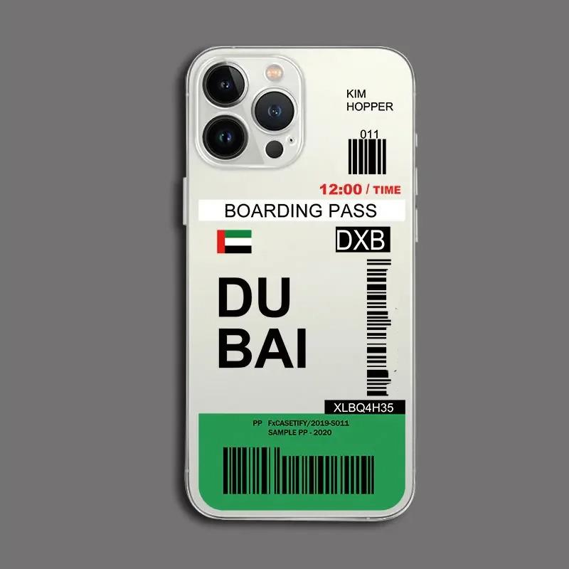Funny World City Tourist Ticket Label Phone Case for iPhone 16 15 14 Pro Max Plus Dustproof Non-Slip Transparent Cover Fundas
