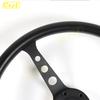 NEW Black Classic PU Steering Wheel 15inch 380mm Flat Dish Racing Sports Steering Wheel for Universal