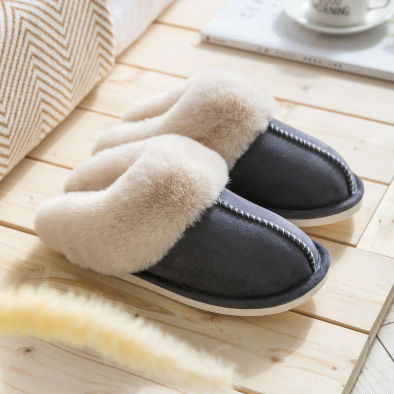 New cotton slippers women's autumn and winter home couple warm home plush women's confinement cotton shoes