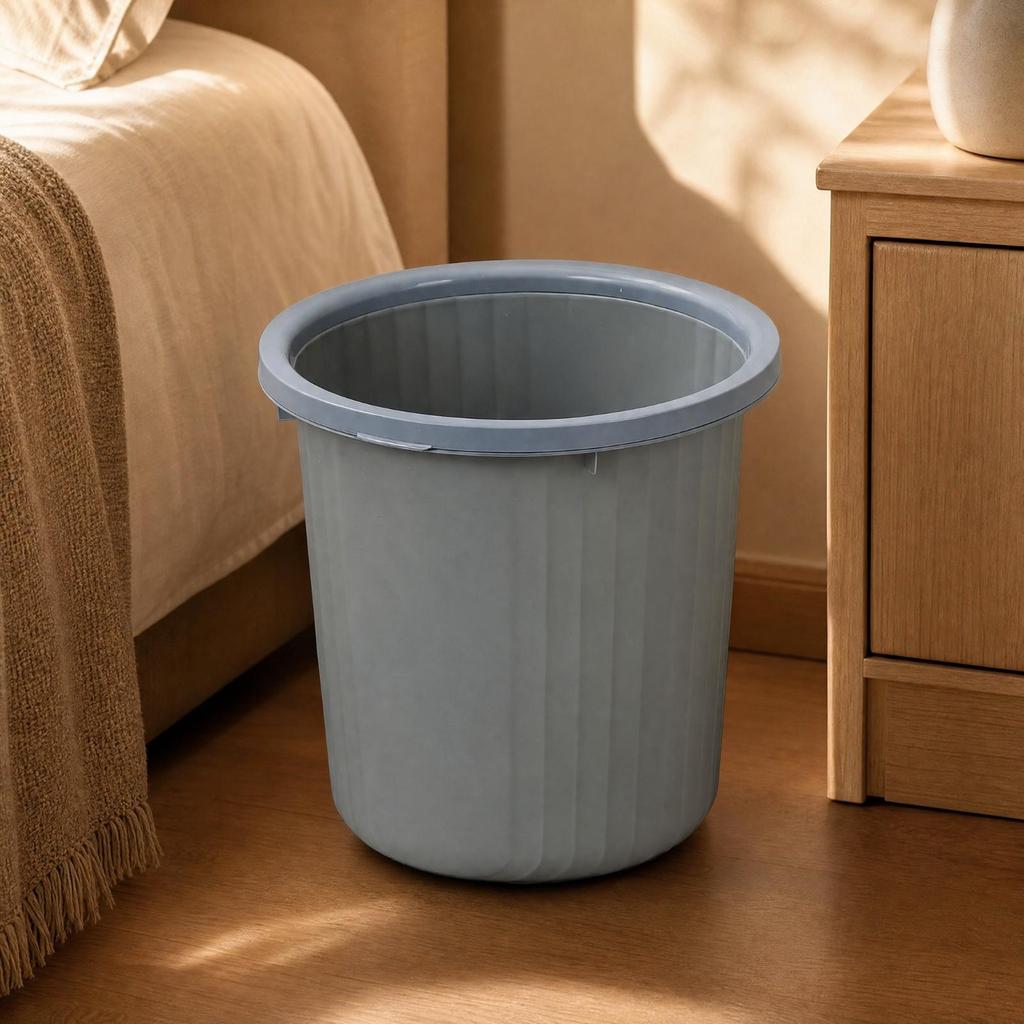 Wastebasket with Retaining Collar Modern Open-Top Waste Bin Low-Profile