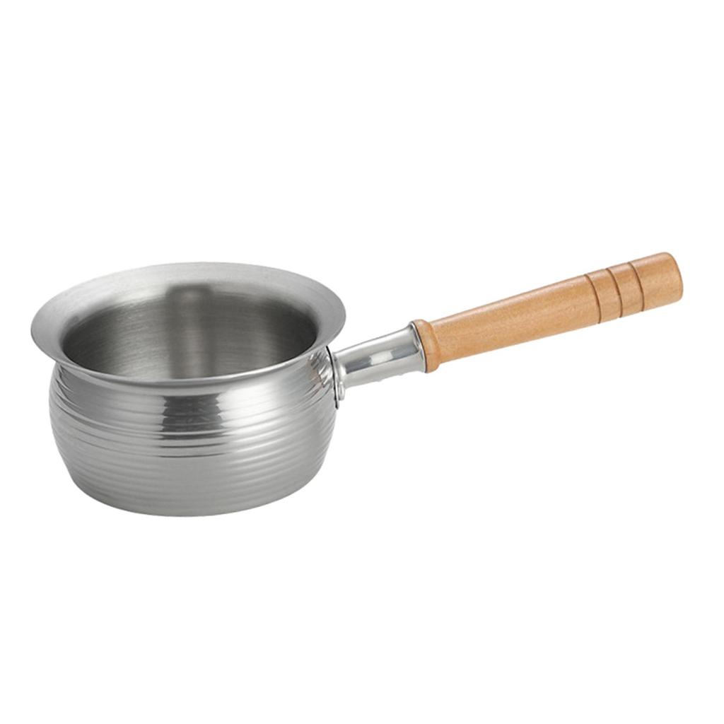 Saucepan with Wood Handle Milk Noodles Pot Portable Saucepan with Long Wood Handle for Kitchen Hotel Teahouse Home Restaurant