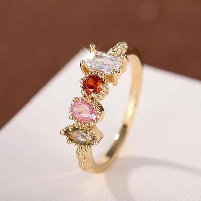 Cao Shi Eleganter Geometrischer Zirkonring - Stilvoller, Farbenfroher und Schlichter Luxusschmuck