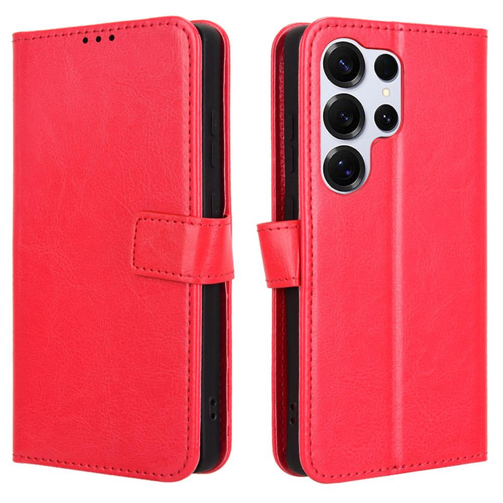 

Для Samsung Galaxy S25 Ultra Чохол Текстура Кінської Шкіри PU Шкіра Чохол-Гаманець для Телефону Red