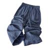 Fashion striped linen straight-leg pants women's 1116 summer new high-waisted slim tether casual wide-leg pants
