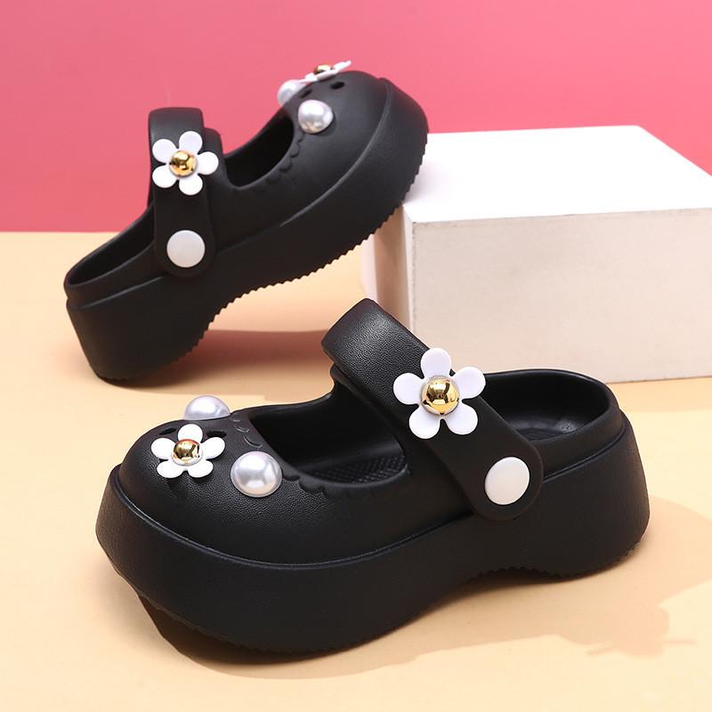 

Cute Girls Trendy Sandals For Summer Beach Lightweight Eva Slip Resistant Footwear In Various Colors 39/40 чёрный