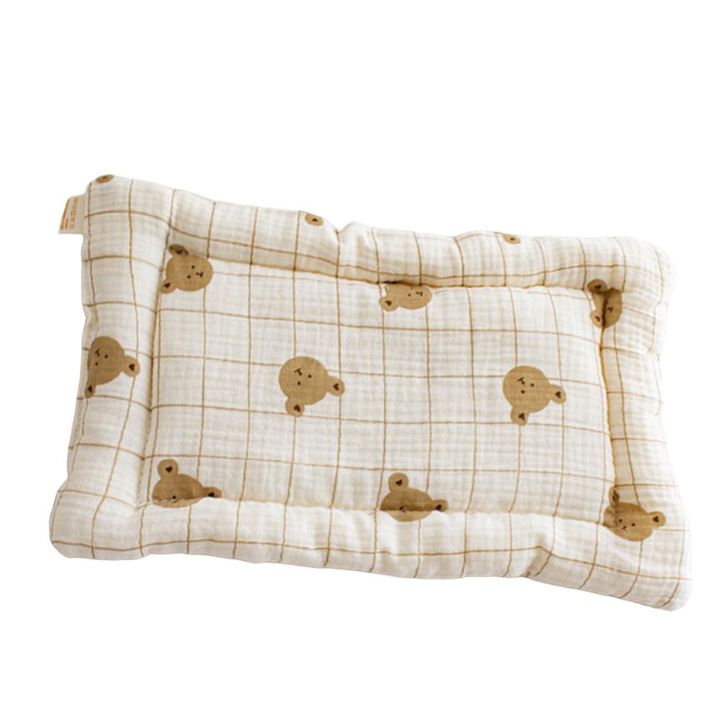 Newborn Pillow Baby Head Pillow with Cartoon Pattern Breathable Pillow Stroller Pillows Flat Pillow for Kid 0-12 Months