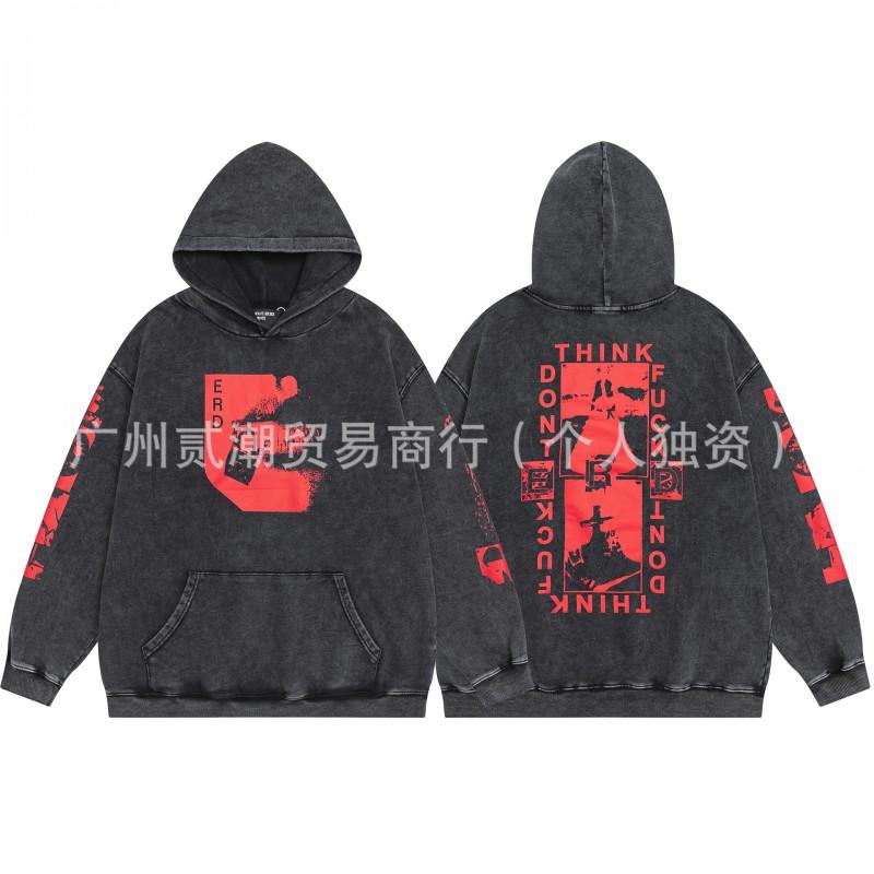 ERD Letter Print Hoodie Teen Boys Loose Fit Casual Sweatshirt Winter