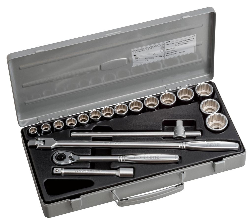 TONE Socket Wrench Set 19 Pieces 260, 12.7mm (1/2") Drive, Silver,