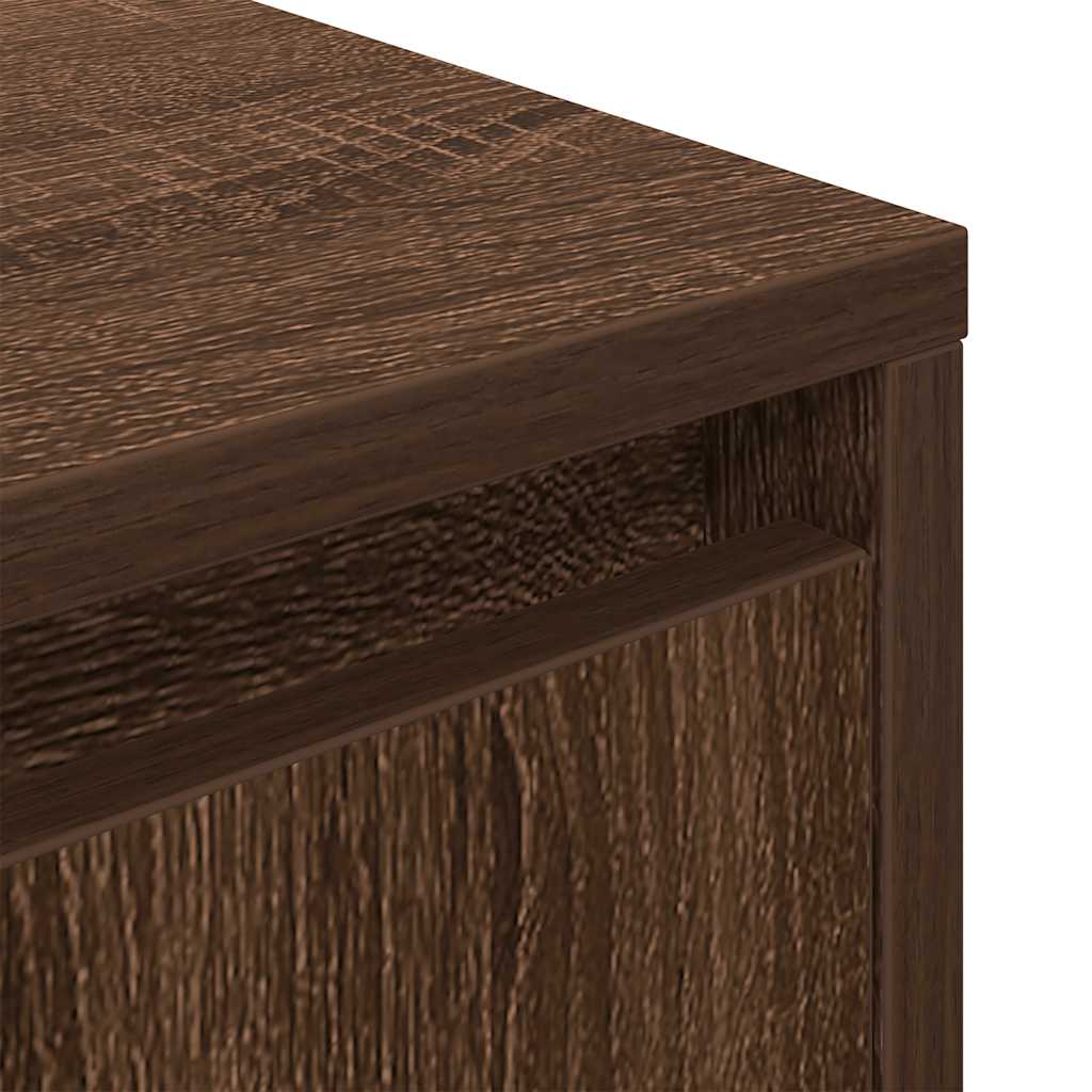 Nightstand with LED Lights Brown Oak Effect 38 x 34 x 50 cm