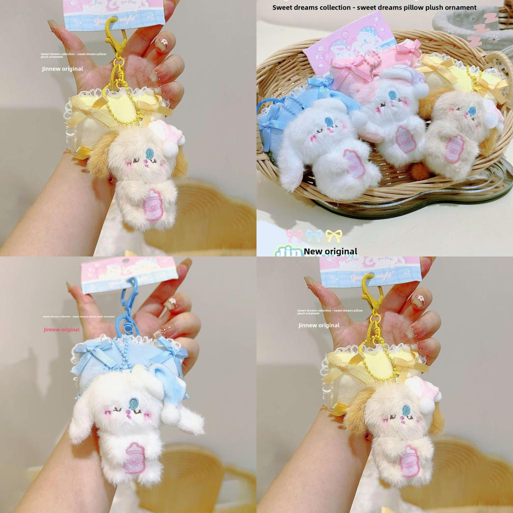 Sleeping Rabbit Cat Plush Pendant With Pillow Design For Gift Giving