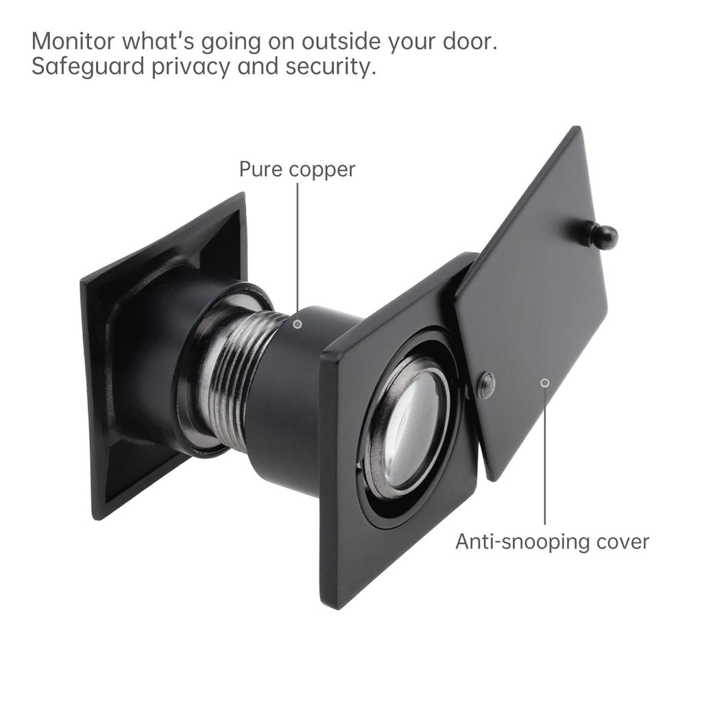 Solid Brass Square 28mm Door Peephole 220 Degree HD Optical Glass Lens Privacy Cover Heavy Duty Universal Fit for 42-54mm Door Thickness