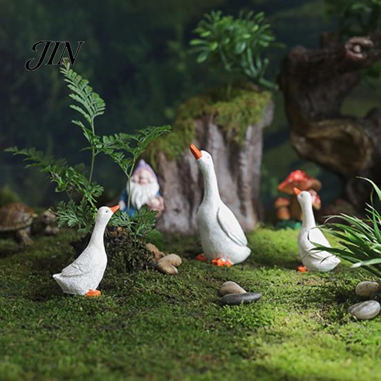 Miniature Garden Animal Set Realistic Goose Ornament, Resin Figurine, Statue Detailed Statues for Outdoor Micro Landscape Bonsai Patio Decor