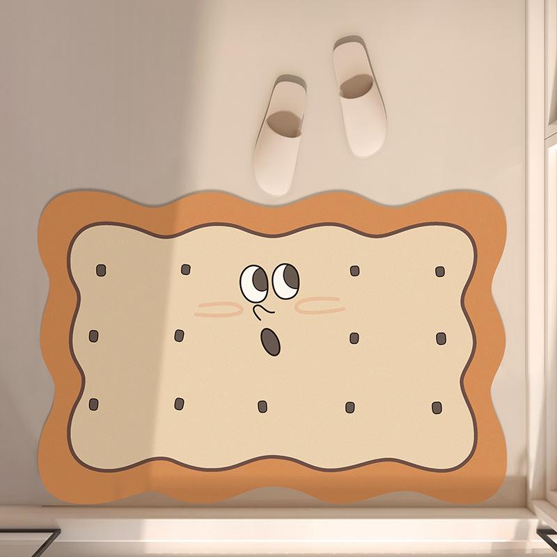 

Мультяшный коврик для ванной из диатомовой грязи в виде печенья, нескользящий коврик для ванной, бытовой туалетный коврик для пола с высокой впитываемостью 40*60cm