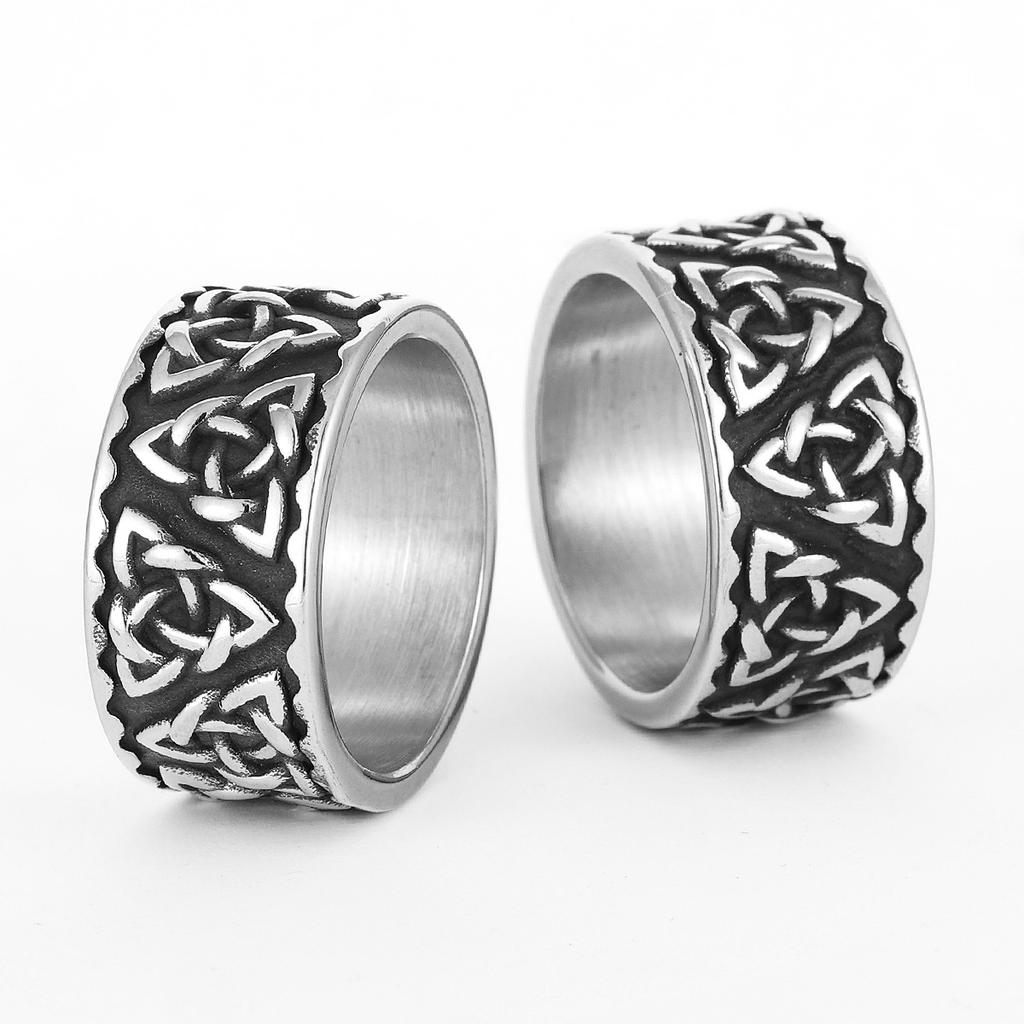 Nordische Wikinger keltische Knoten Edelstahl Damen Herren Ringe Punk Vintage Für Freund Biker Schmuck Kreativitätsgeschenk Großhandel KTJ