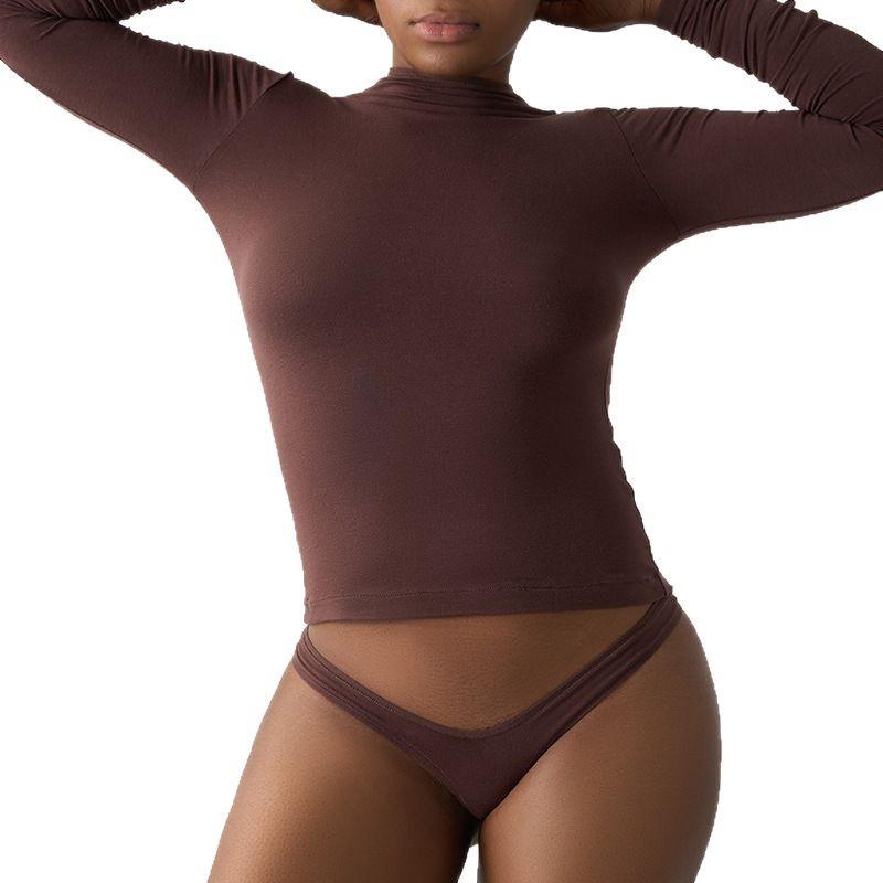 Women's Slimming Long Sleeve Yoga Top - Nude Feel, Round Neck