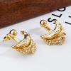 Irregular Crescent Moon Boat Earrings: European American Design, Detachable Two-Way Wear, Retro Lava Studs for Women.