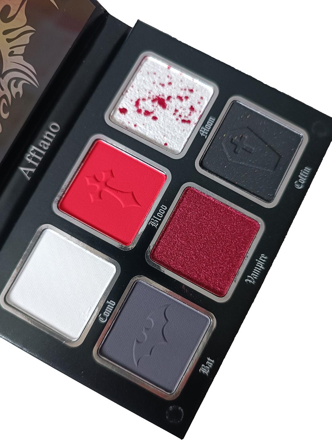 Afflano 6 Kleuren Oogschaduw Palet Make-up Mat Glans Glitter Smokey Gotisch Hoog Gepigmenteerd Langhoudend Oog Make-up Halloween gray