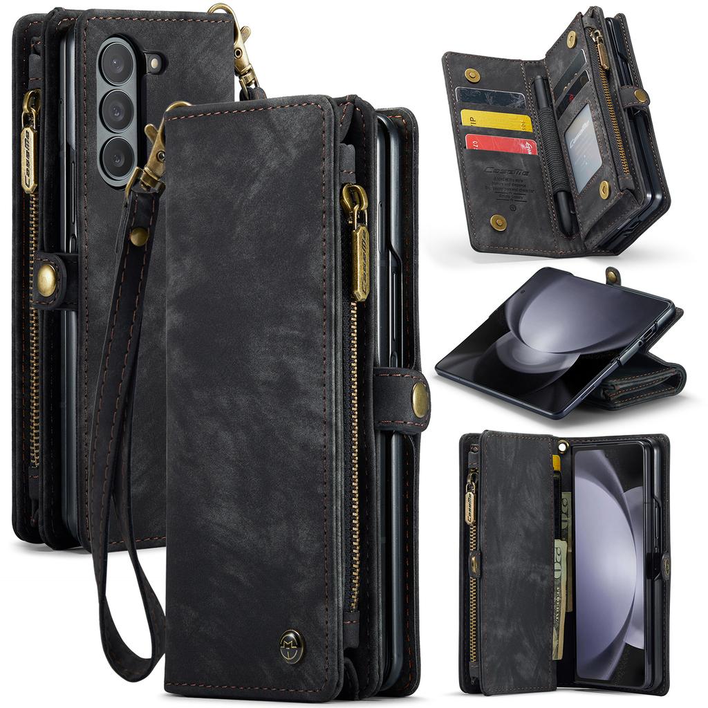 For Samsung Galaxy Z Fold6 5G Phone Cases CASEME 008 Leather Cover with Detachable Wallet and Strap