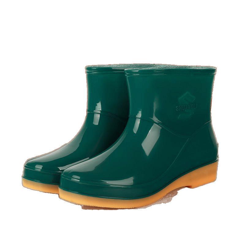 Women's Waterproof Non-Slip Short Rain Boots with Warm Cotton Lining