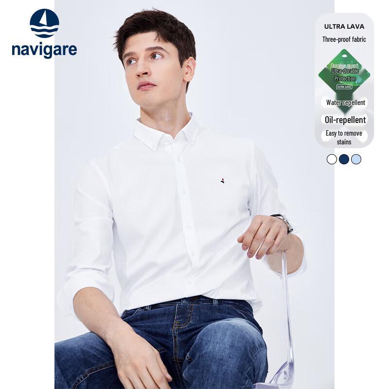 Navicare Men's Solid Long Sleeve Three-Proof Shirt