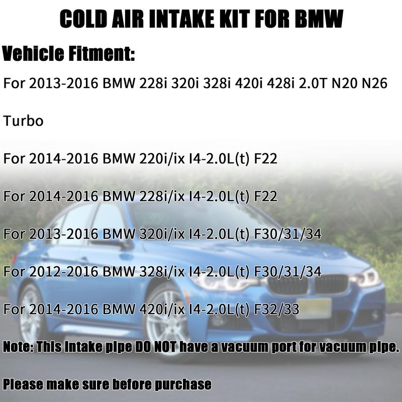 Hochleistungs 6063 Aluminium Kaltluftansaugrohr System Kit Für 12-16 BMW F30 228i 320i 328i 420i 428i 2.0T I4-2.0L(t) Motor