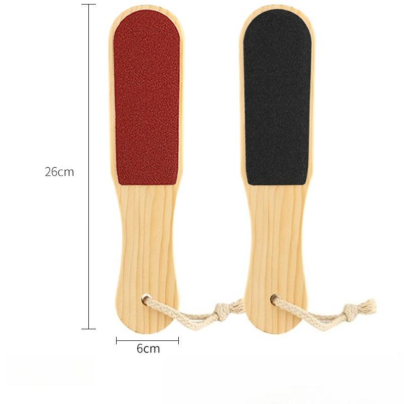1 Stück Fußschrubber mit Holzgriff, doppelseitig, zum Peelen von Fußsohlen, Fersen, Hornhaut und abgestorbener Haut; Fußpflege-Werkzeug
