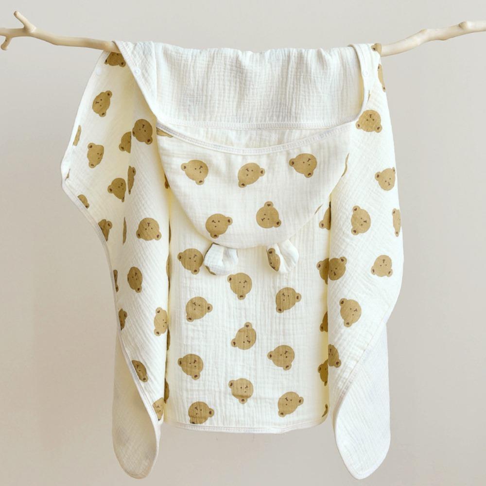 Single Layer Infant Hooded Towel Wrap Blanket Soft Texture Baby Swaddle Cloth  Newborn Care