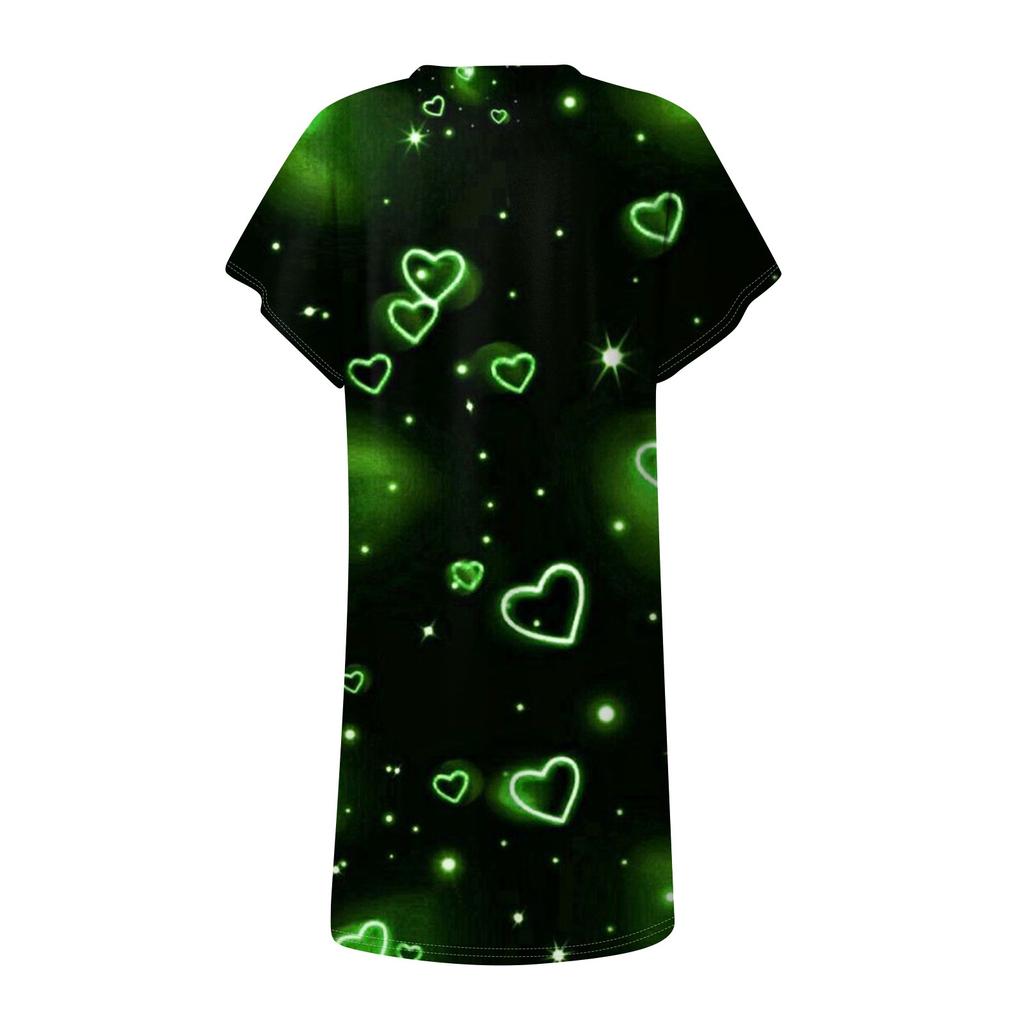 Women's Casual Round Neck Solid Color Pullover Short Sleeve Split Dresses