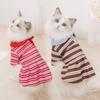 Pet Dress Cats Small Dogs Colorful Striped Polo Collar Two-Legged Breathable Outfit