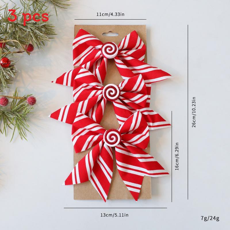 

Red And White Diagonal Stripe Bow Pendant For Holiday Tree Ornaments 10cm