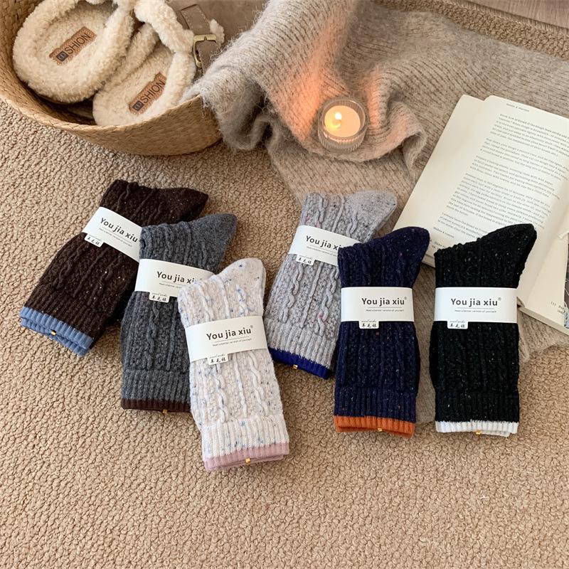 Wool Socks Children'S Thickened Warm Tube Socks Ideas Yarn Stacking Socks Women'S Winter Maillard Color