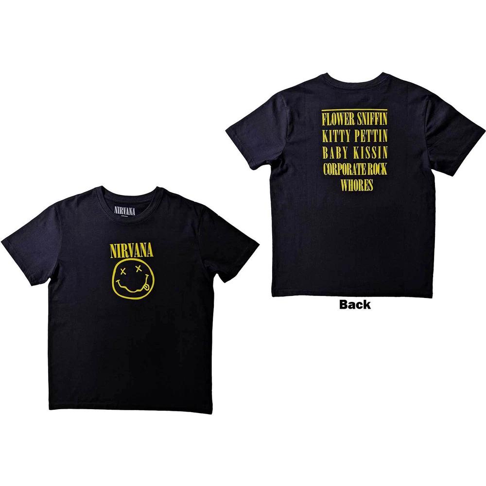 Nirvana Unisex TShirt Flower Sniffin (Back Print) S